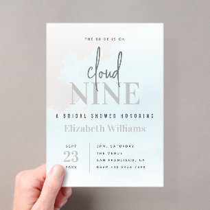 Invitations En Acrylique Sur un nuage 9 Élégant Shower de Mariée