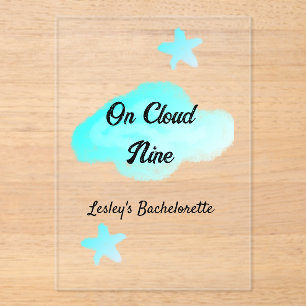Invitations En Acrylique Sur un nuage pastel bleu étoiles enterrement de vi