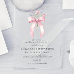 Invitations En Acrylique SURPRISE PARTY 21e anniversaire Fleur sauvage de l<br><div class="desc">Un arc de coquette rose féminin est décoré de petits fleurs sauvages roses et violets.</div>
