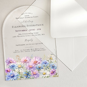 Invitations En Acrylique SURPRISE PARTY ARCH 60 Septembre Fleur de naissanc