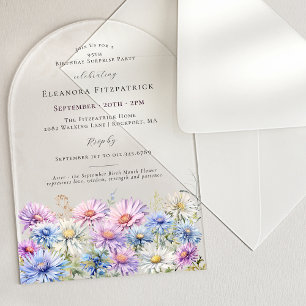 Invitations En Acrylique SURPRISE PARTY ARCH 95 Septembre Fleur de naissanc