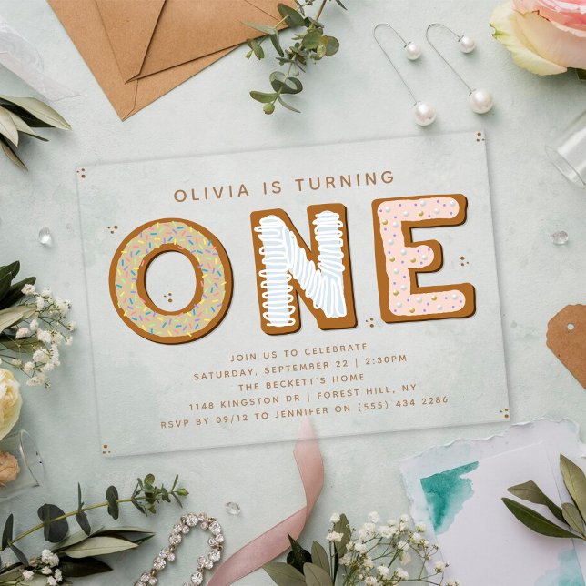 Invitations En Acrylique Sweet ONE 1er anniversaire (Créateur téléchargé)