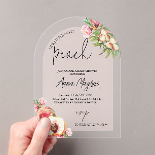Invitations En Acrylique Sweet Petite Pêche Filles Baby shower Arc Élégant