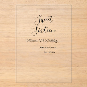 Invitations En Acrylique Sweet sixteen anniversaire brunch 16e anniversaire