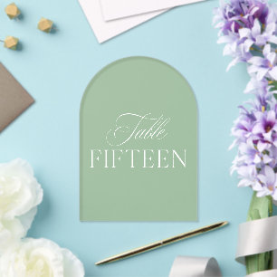 Invitations En Acrylique Table de mariage en acrylique vert sauge numéro 15
