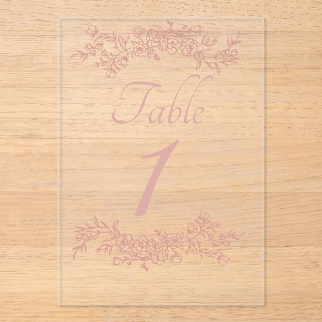 Invitations En Acrylique Table Number Simple Minimalist Clear (Recto)