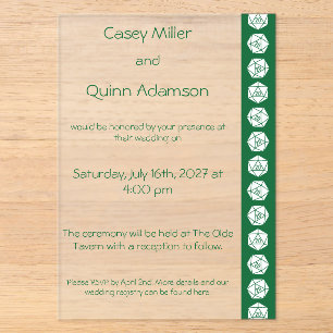 Invitations En Acrylique Tabletop Chic en vert pour un mariage en acrylique