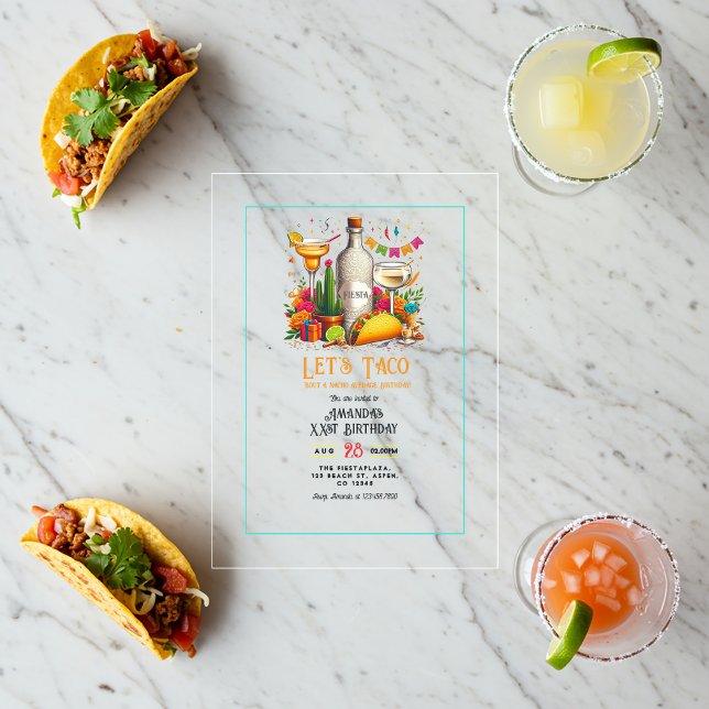 Invitations En Acrylique Taco Bout a Fiesta - Fun Birthday Party (Let's Taco Bout a Fiesta – Fun Birthday Party Acrylic Invitation)