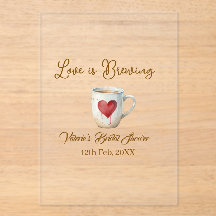 Tasse de café blanc Love is Brewing cœur mariage