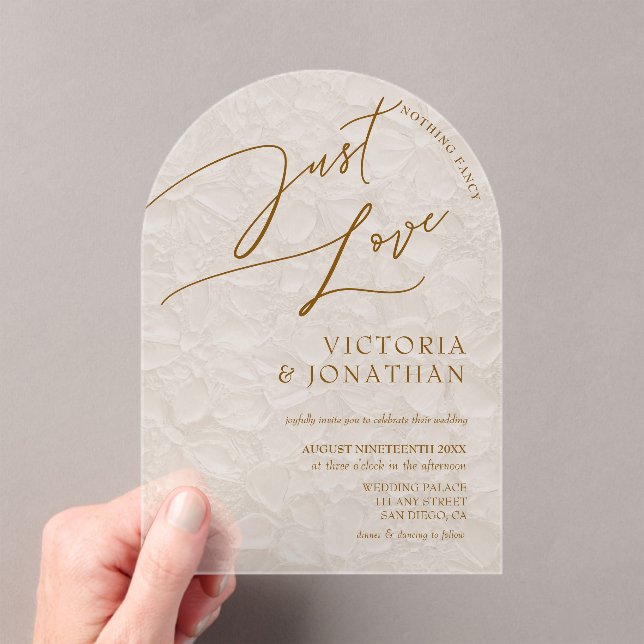 Invitations En Acrylique Terracotta Beige Trendy Simple Wedding  (In situ (ordinateur de poche))