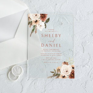 Invitations En Acrylique Terracotta Fleurs Bohémiennes Toutes les saisons M