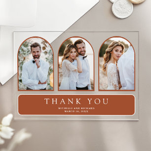 Invitations En Acrylique Terracotta Minimal Arch 3 Photo Mariage Remercieme
