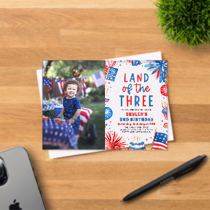 Invitations En Acrylique Terre des Trois 4 juillet Patriotique 3e Anniversa