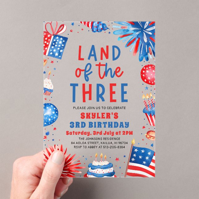 Invitations En Acrylique Terre du Trois 4 Juillet Patriotique 3ème Annivers (In situ (ordinateur de poche))