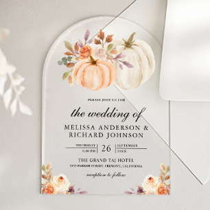 Invitations En Acrylique Terre Rustique Poussiéreuse Péché Floral Citrouill