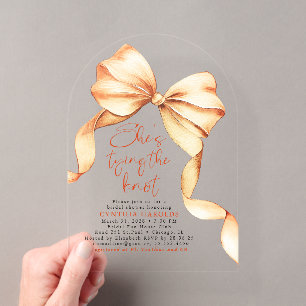 Invitations En Acrylique Terrracotta Bow Elle Noue le Nœud Lancer de Mariée