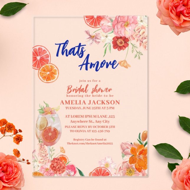 Invitations En Acrylique Thats amore bleu méditerranéen tuiles nuptiale dou (Créateur téléchargé)