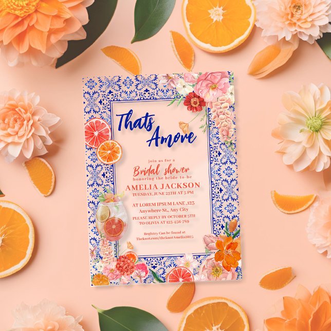 Invitations En Acrylique Thats amore bleu méditerranéen tuiles nuptiale dou (Créateur téléchargé)