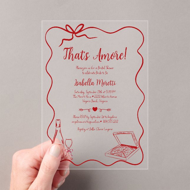 Invitations En Acrylique That's Amore Whimsical Hand Drawn Bridal Shower (In situ (ordinateur de poche))