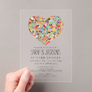 Invitations En Acrylique Thé de cuisine de mariage Fête de douche de cuisin