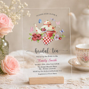 Invitations En Acrylique Thé de mariage floral Fête de mariage