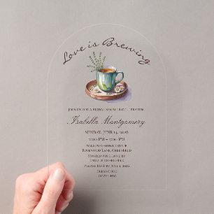 Invitations En Acrylique Thé de petit-déjeuner confortable Love Is Brewing 