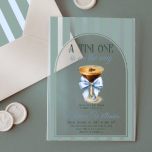 Invitations En Acrylique Thème Café Espresso Martini Baby shower Bleu Bow