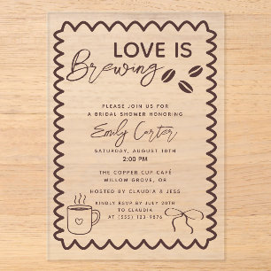 Invitations En Acrylique Thème de mariage café "L'amour est dans l'air"