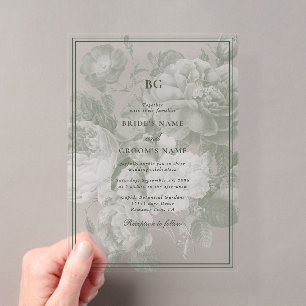 Invitations En Acrylique Thème de mariage de jardin vert botanique vintage