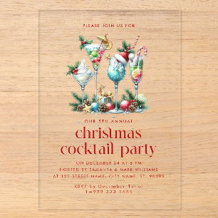 Invitations En Acrylique Thème de Noël Merci pour la soirée cocktail de Noë