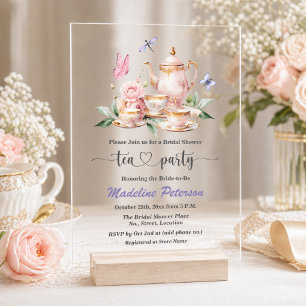Invitations En Acrylique Thème élégant de papillons pour la douche de marié
