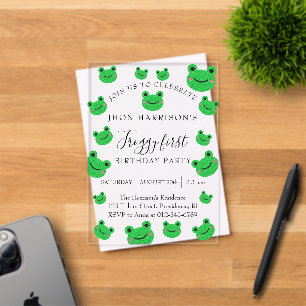 Invitations En Acrylique Thème Grenouille pour Anniversaire de Garçon