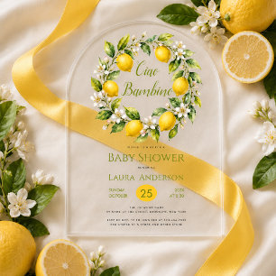 Invitations En Acrylique Thème italien pour Baby Shower Lemons Ciao Bambino
