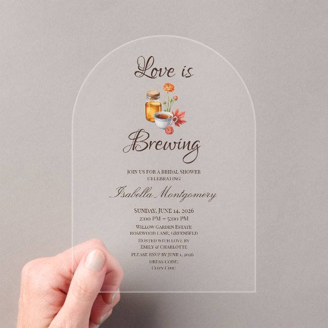 Invitations En Acrylique Thème Love Is Brewing (In situ (ordinateur de poche))