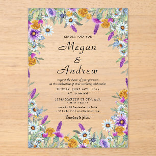 Invitations En Acrylique Thème Mariage de fleurs