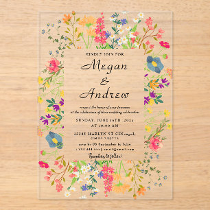 Invitations En Acrylique Thème Mariage de fleurs