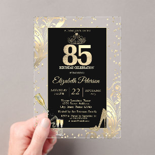 Invitations En Acrylique Tiara Parties scintillant Talons Diamants Tourbill