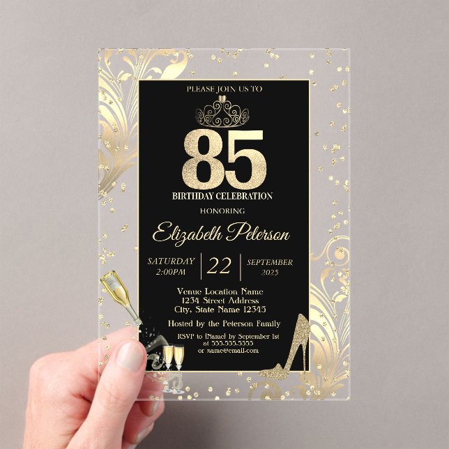 Invitations En Acrylique Tiara Parties scintillant Talons Diamants Tourbill (In situ (ordinateur de poche))