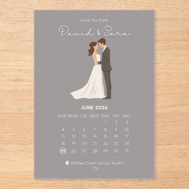 Invitations En Acrylique Timeless Save The Date Wedding Announcement  (Recto)