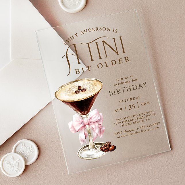 Invitations En Acrylique Tini Bit Older Espresso Martini Anniversaire pour  (Créateur téléchargé)