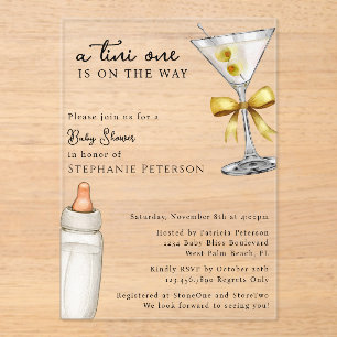 Invitations En Acrylique Tini One est en route Fête Prénatale Baby Martini 