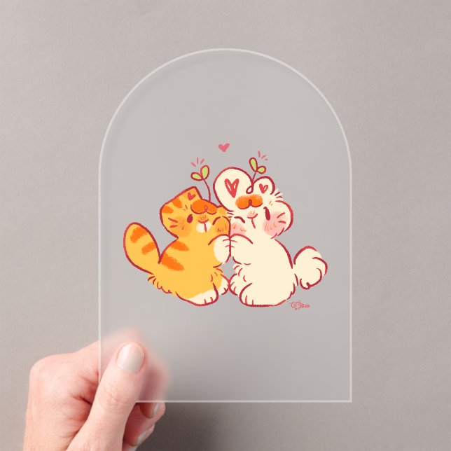 Invitations En Acrylique Tobi & Tansy Câlin - Joli Chat & Lapin (In situ (ordinateur de poche))