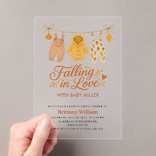Invitations En Acrylique Tomber dans l'amour Automne Baby shower Vêtements 