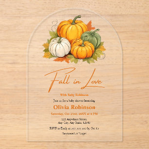 Invitations En Acrylique Tombez amoureux Baby Shower pour bébé de genre neu