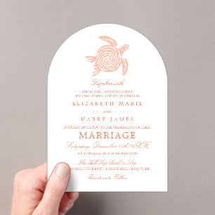 Invitations En Acrylique Tortue de mer océanique, mariage sur la plage de c