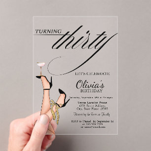 Invitations En Acrylique Tourner trente talons hauts Martini 30e anniversai
