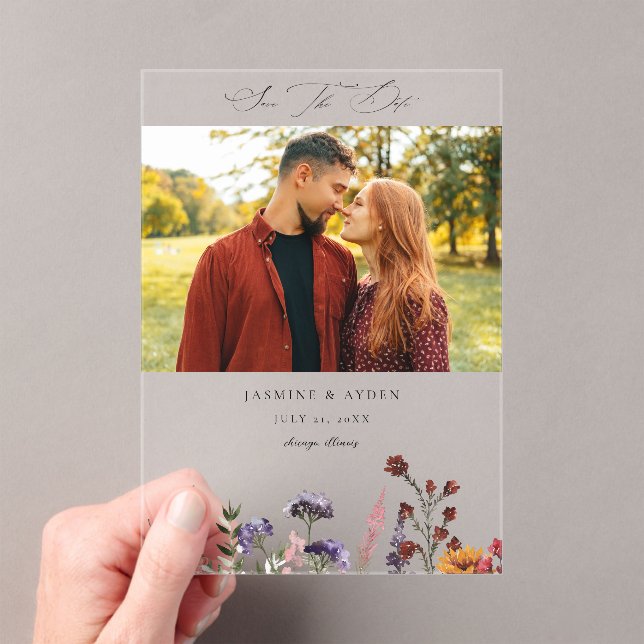 Invitations En Acrylique Tournesol & Fleur sauvage photo florale (In situ (ordinateur de poche))