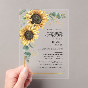 Invitations En Acrylique Tournesol vert Fête des mariées florale