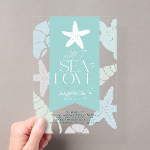 Invitations En Acrylique Toute la mer est un amour Mariage Shower d'étoile