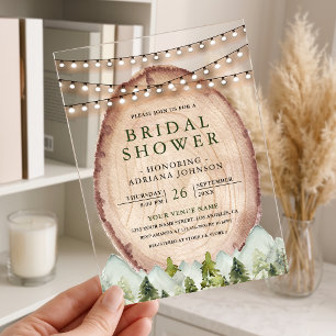 Invitations En Acrylique Tranche de bois Fête de mariage de la forêt de mon